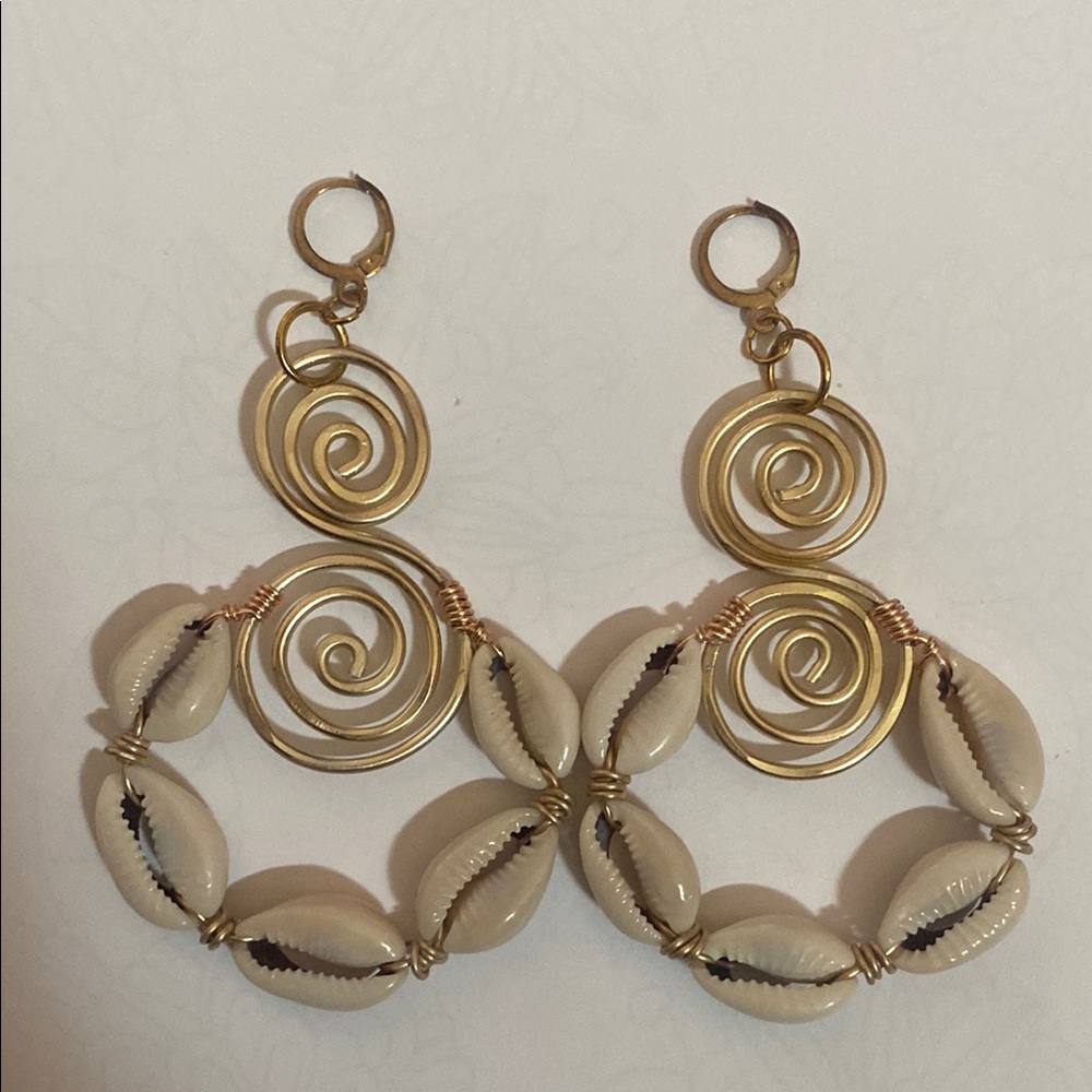 Handmade Gold Spiral Shell Earrings